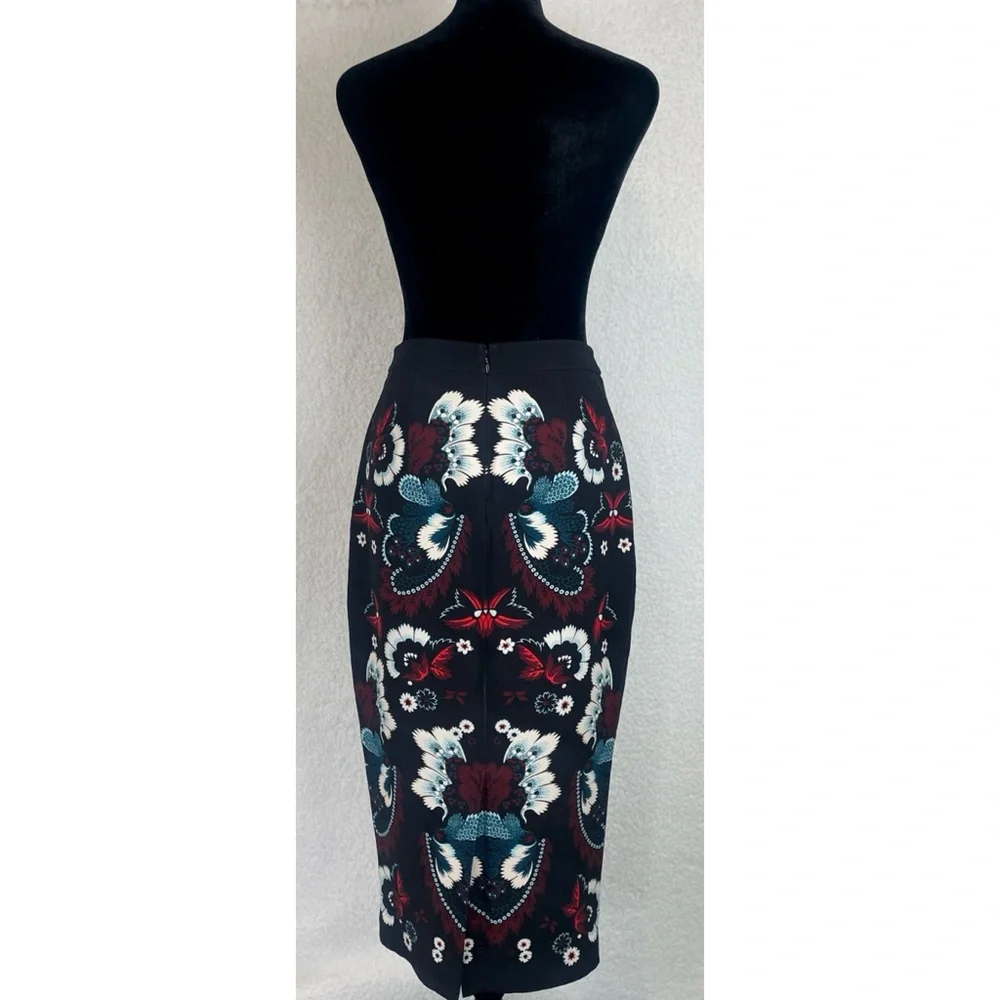 A.L.C. • Black/Multi Haley Garland Floral Silk Pencil Skirt, 2 - Picture 9 of 16